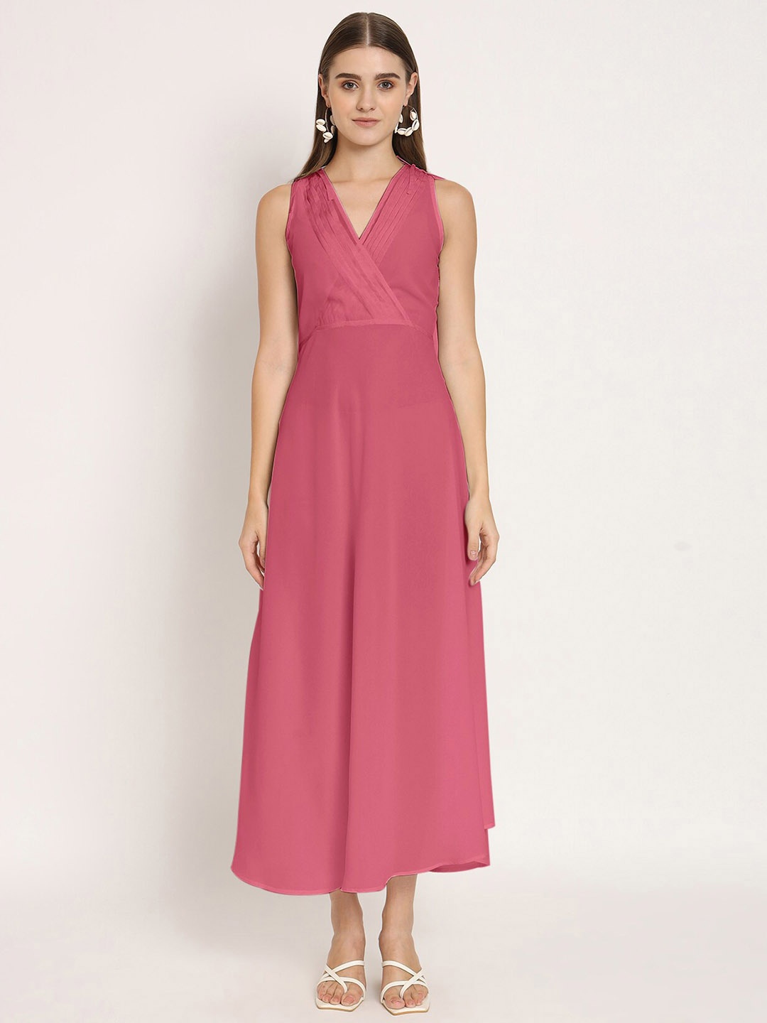 

Moomaya V-Neck Maxi Wrap Dress, Pink