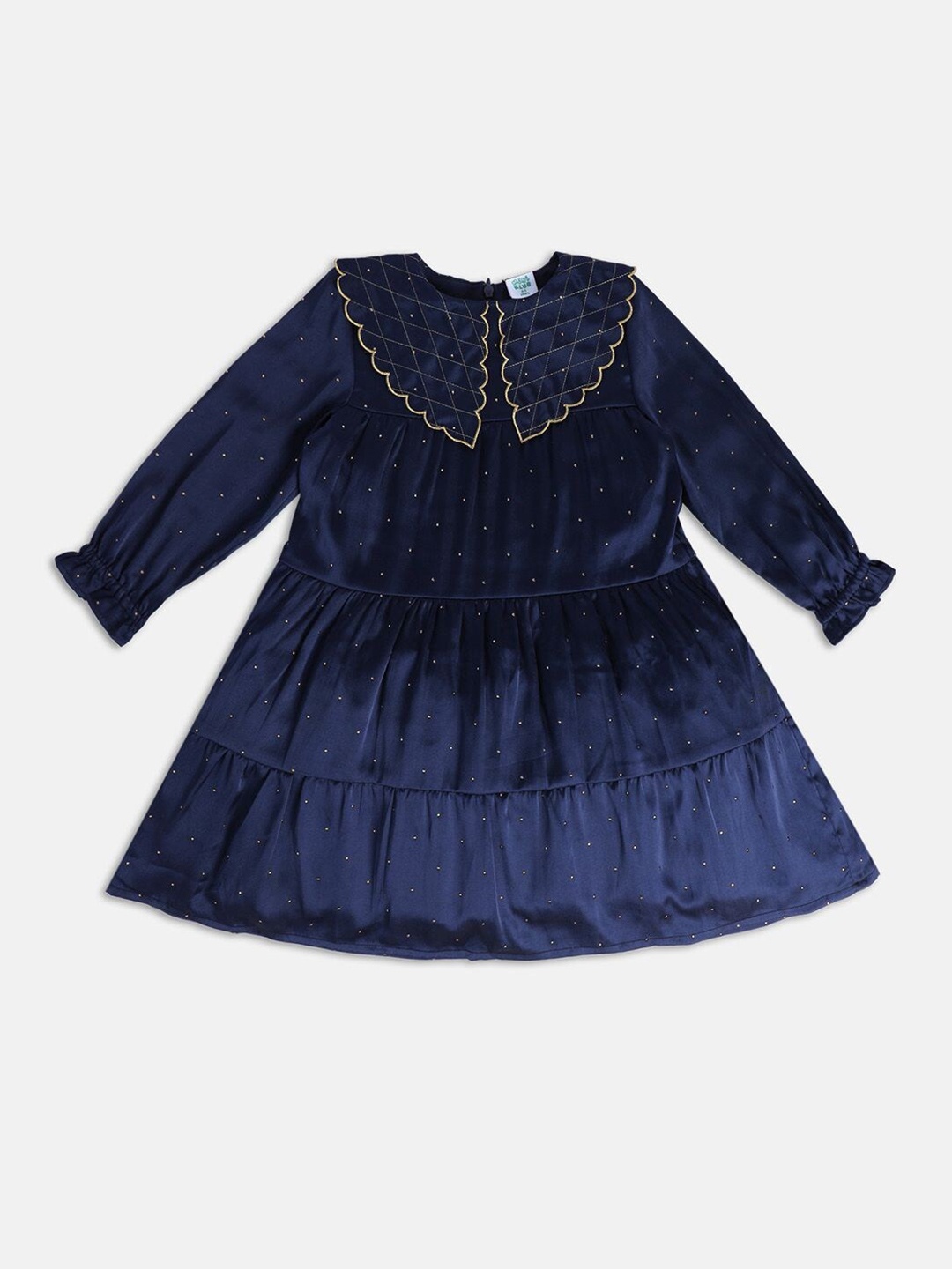 

MINI KLUB Girls Embellished Fit & Flare Dress, Navy blue