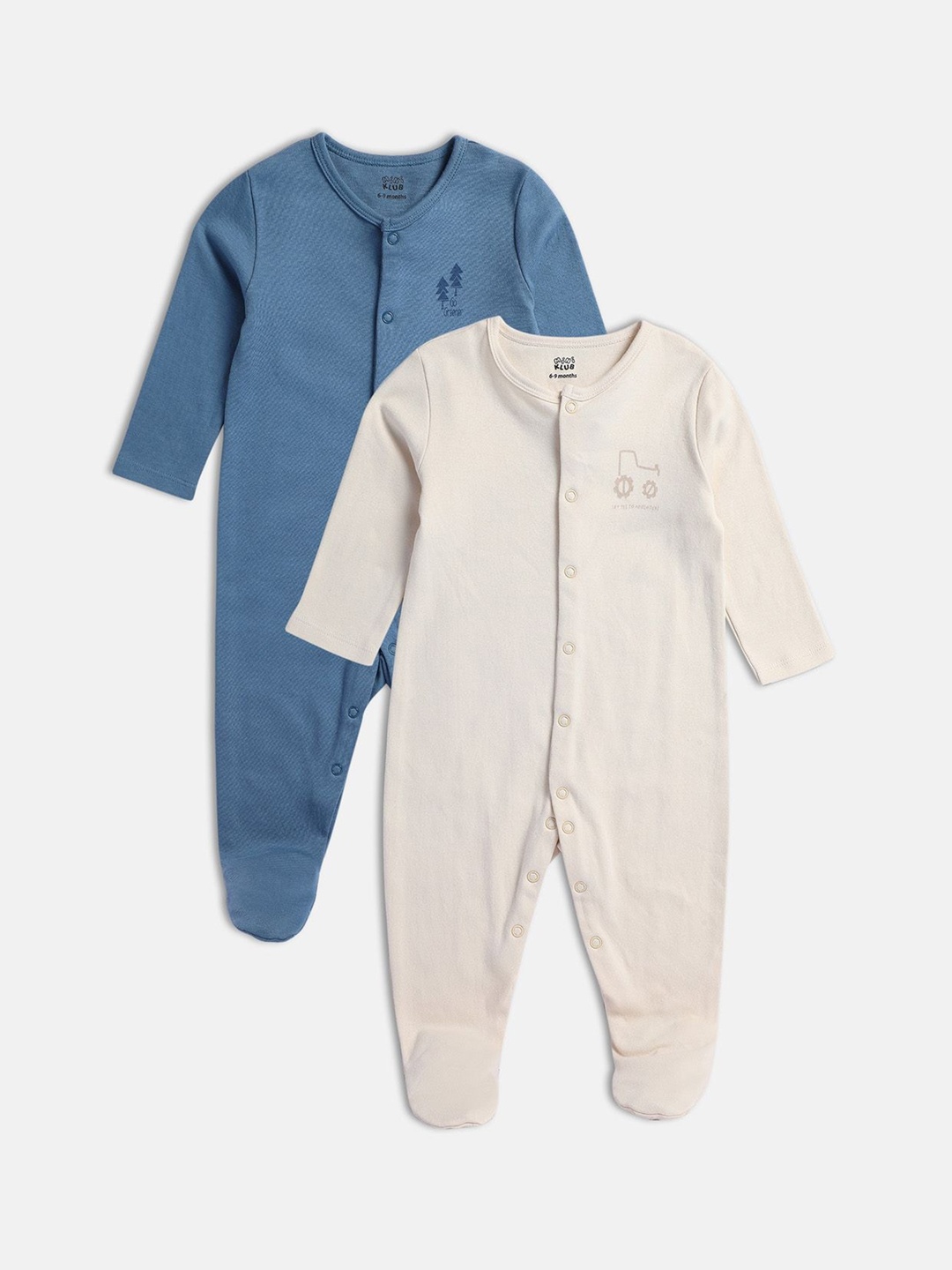 

MINI KLUB Infant Boys Pack Of 2 Pure Cotton Sleepsuits, Blue