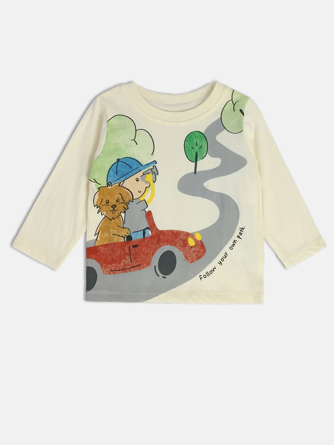

MINI KLUB Boys Graphic Printed Long Sleeve Cotton T-shirt, White