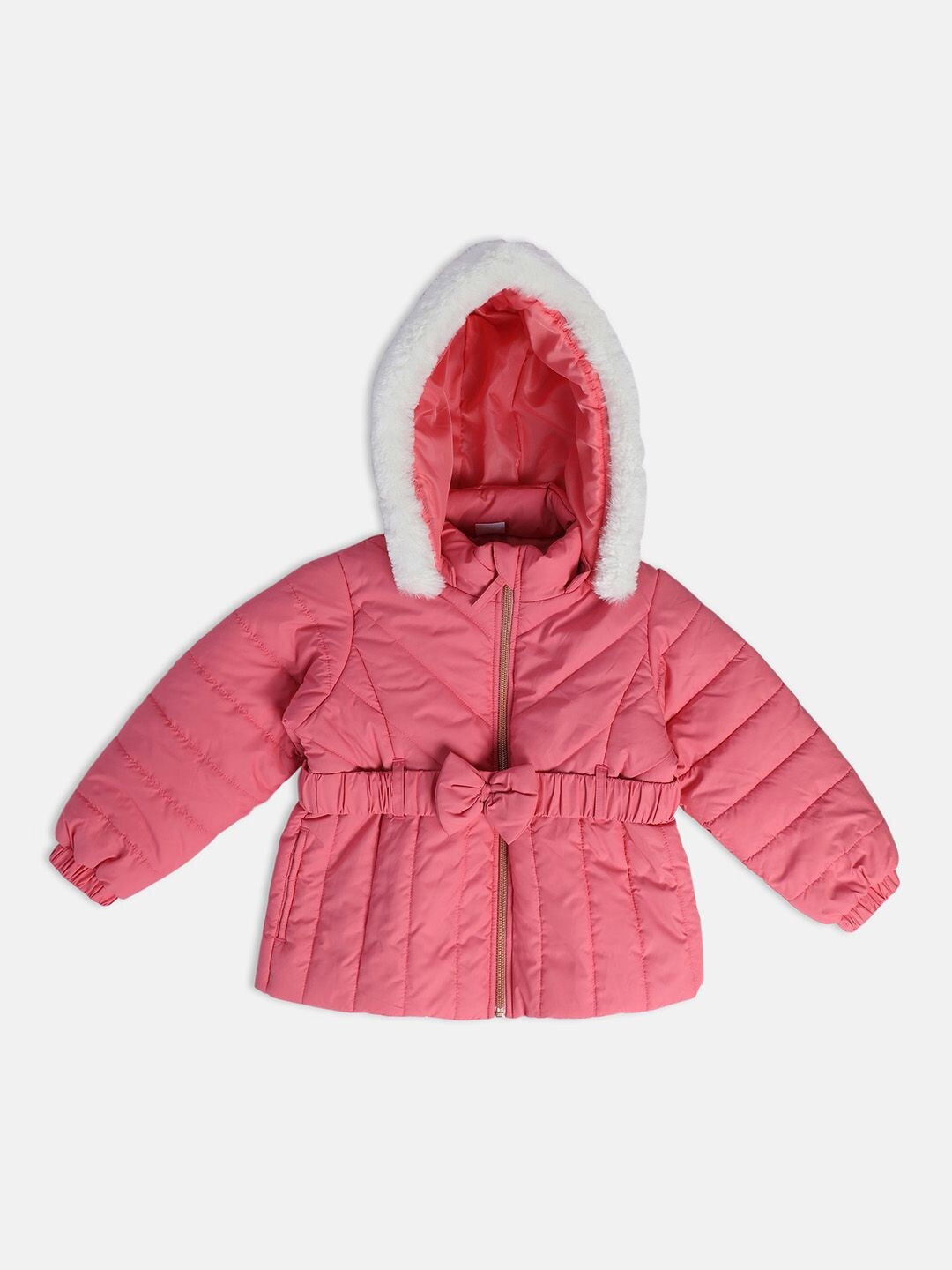 

MINI KLUB Girls Hooded Lightweight Puffer Jacket, Pink