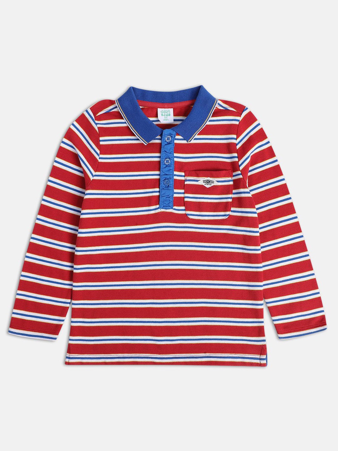 

MINI KLUB Boys Striped Polo Collar Cotton T-shirt, Red