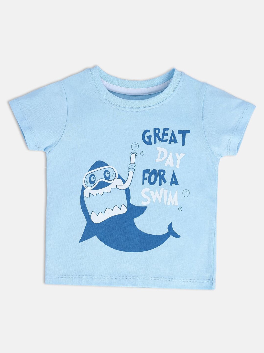 

MINI KLUB Infants Boys Graphic Printed Round Neck Short Sleeves Cotton T-shirt, Blue