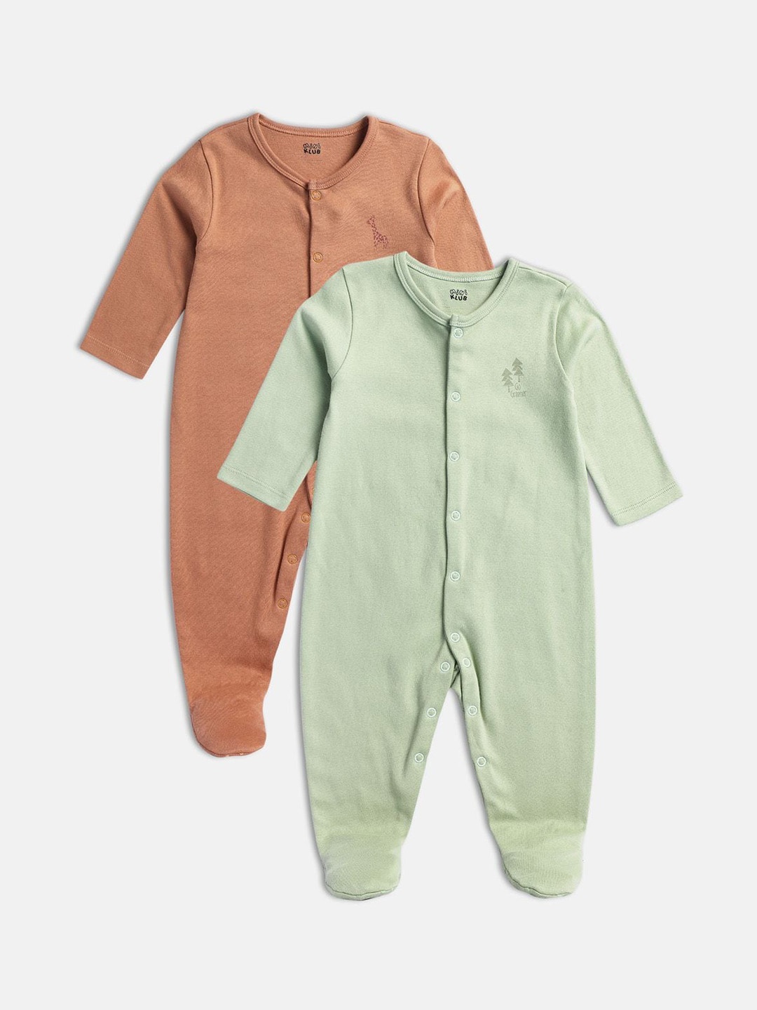 

MINI KLUB Infants Boys Pack Of 2 Pure Cotton Sleepsuits, Brown