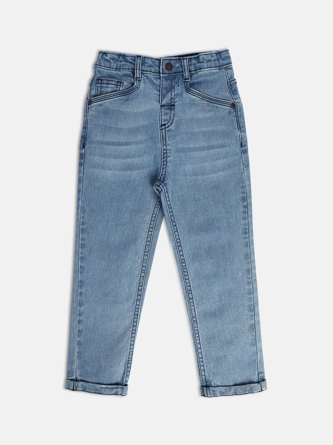 MINI KLUB Boys Light Fade Clean Look Stretchable Jeans, Blue