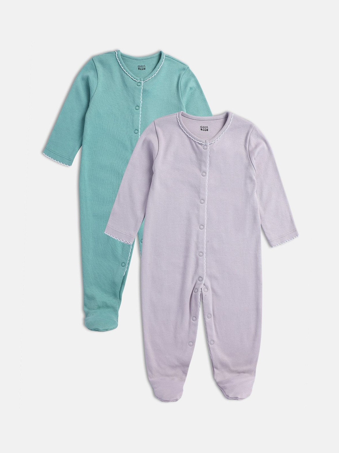 

MINI KLUB Infant Girls Pack Of 2 Pure Cotton Sleepsuits, Lavender