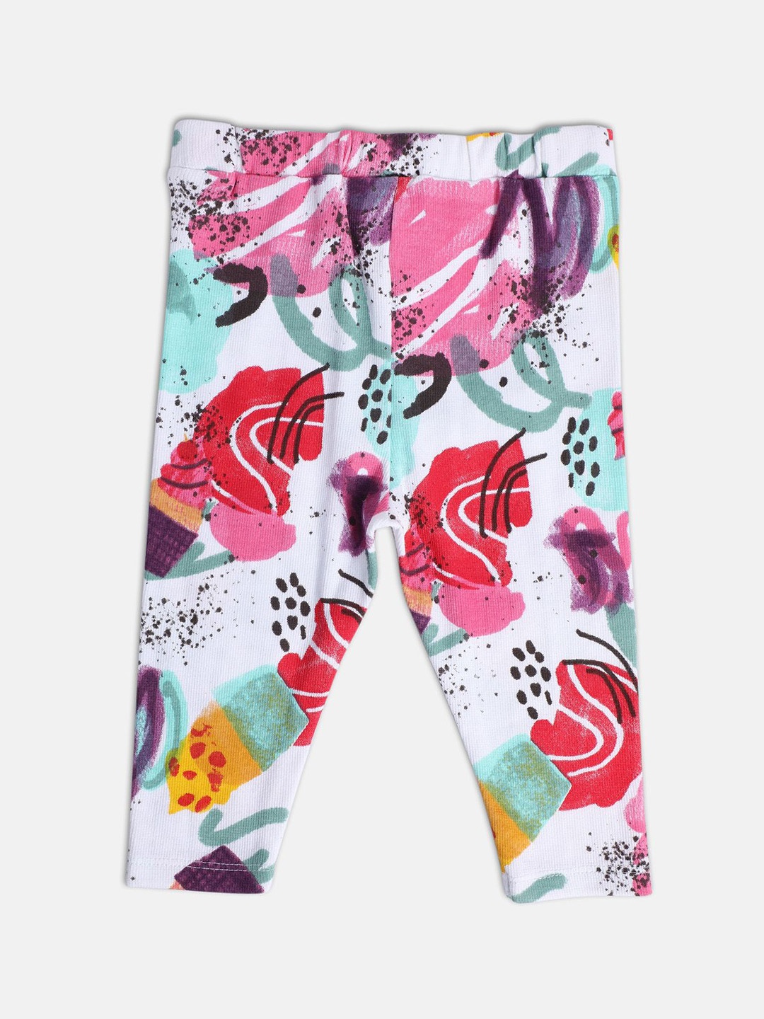 

MINI KLUB Infant Girls Printed Pure Cotton Ankle-Length Leggings, White