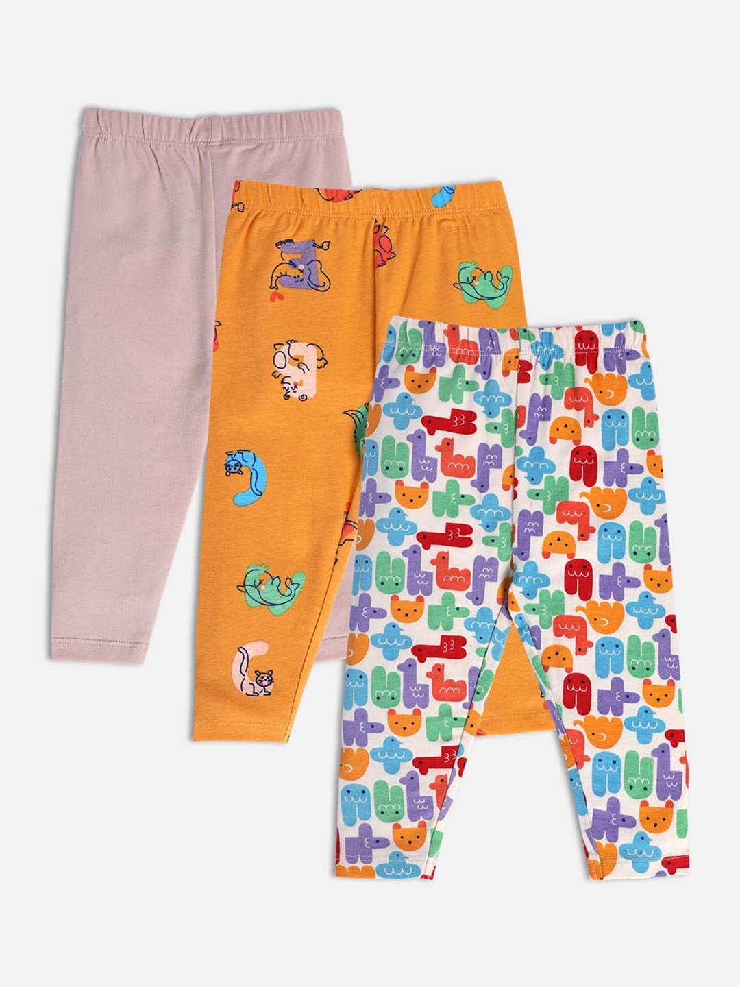 MINI KLUB Infant Girls Pack of 3 Printed Leggings, Pink