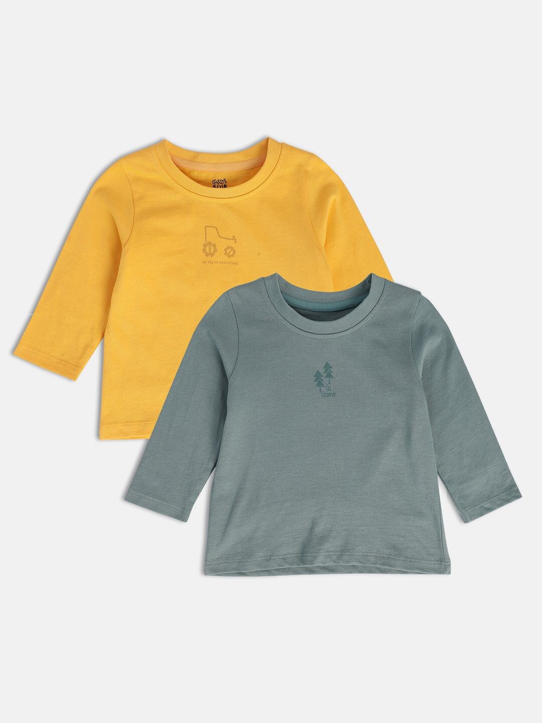 

MINI KLUB Boys Pack Of 2 Long Sleeves Cotton T-shirt, Yellow
