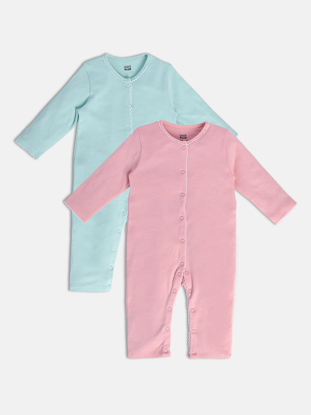 

MINI KLUB Girls Pack Of 2 Pure Cotton Rompers, Pink