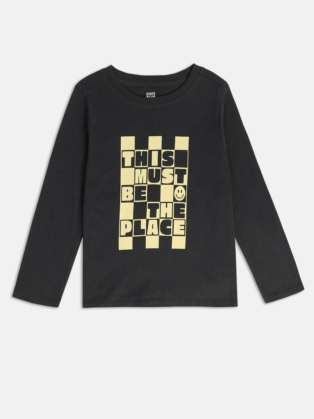 MINI KLUB Boys Typography Printed Cotton T-shirt, Grey
