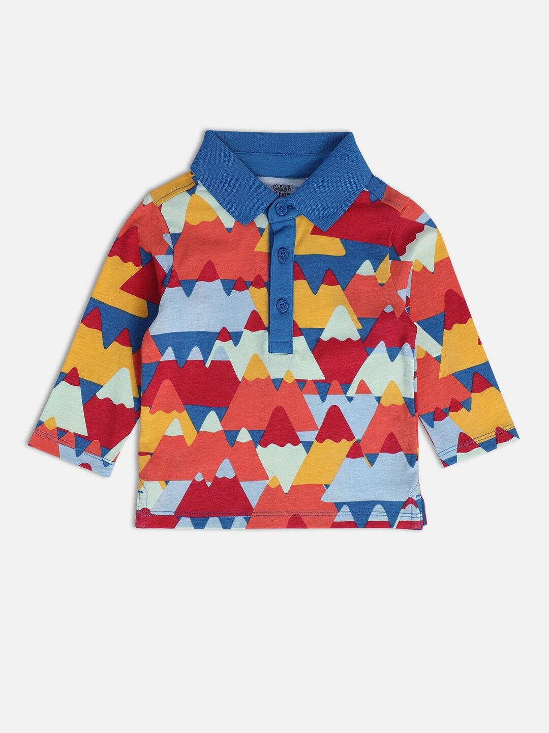 

MINI KLUB Boys Graphic Printed Polo Collar Pure Cotton Casual T-shirt, Blue