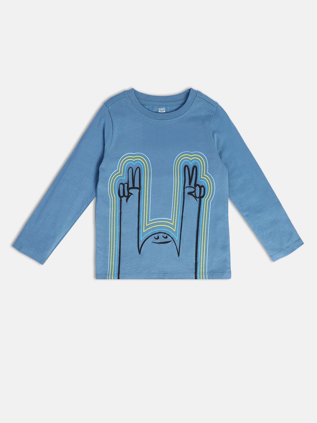 

MINI KLUB Boys Graphic Printed Regular Fit Pure Cotton Casual T-shirt, Blue