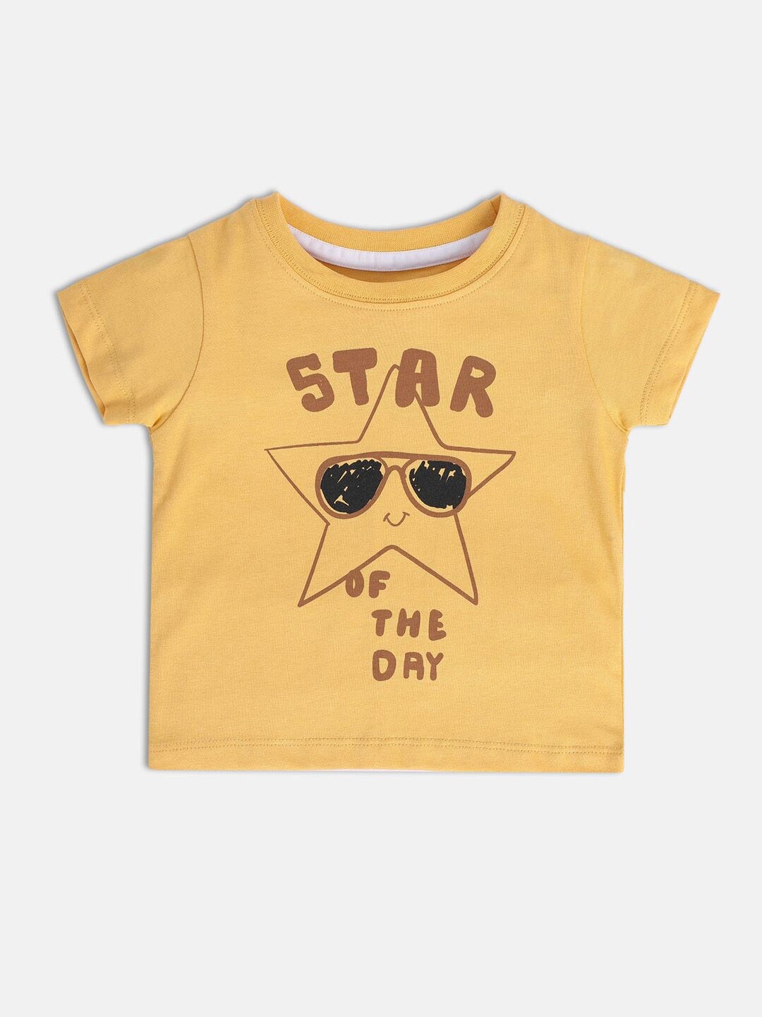 

MINI KLUB Boys Graphic Printed Regular Fit Pure Cotton T-shirt, Yellow