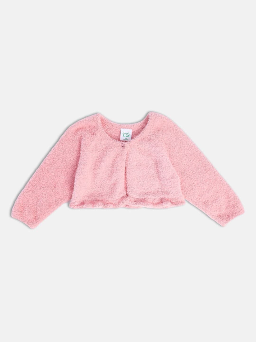 

MINI KLUB Girls Self Design Long Sleeves Gathered Shrug, Pink