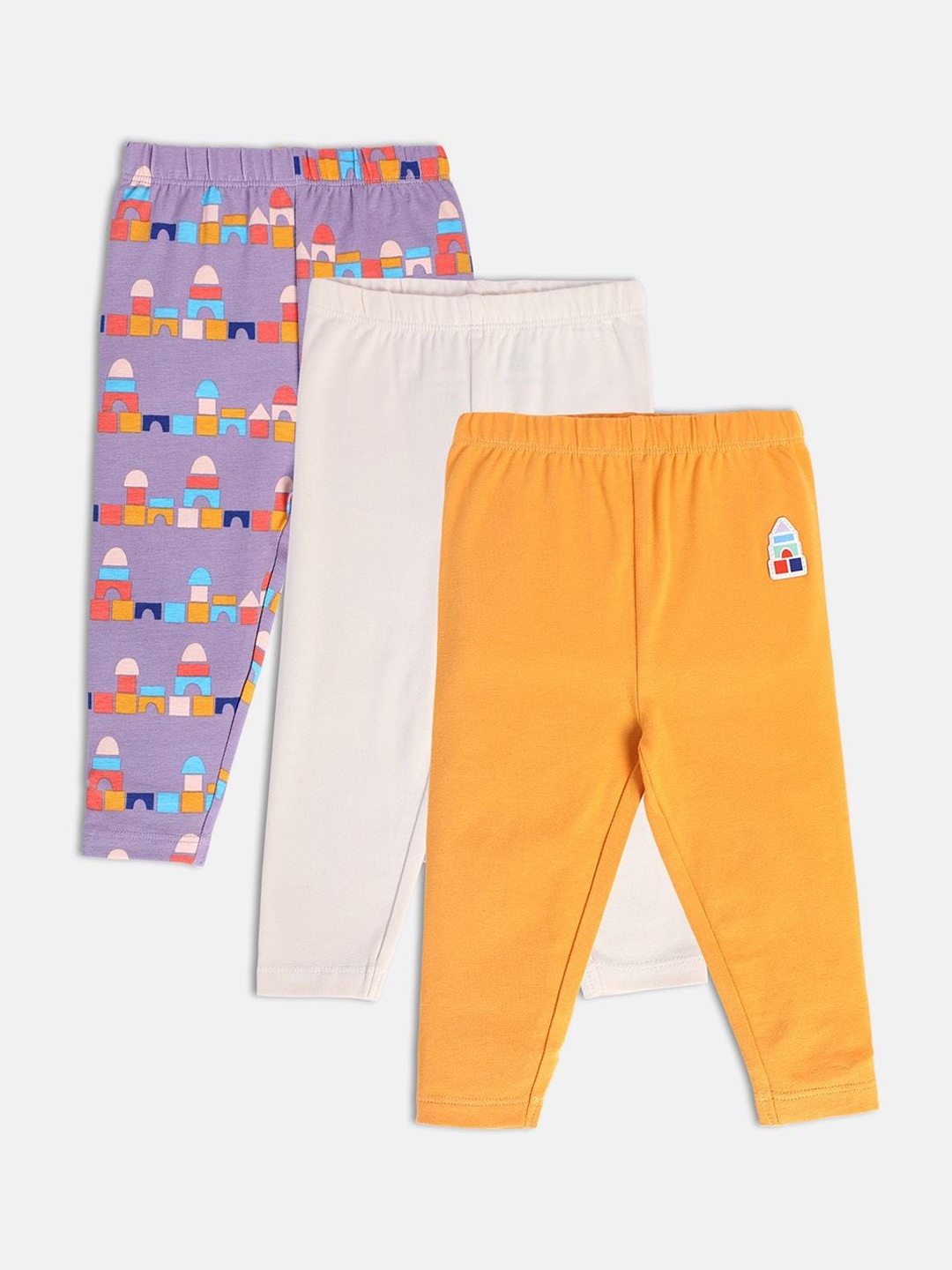 

MINI KLUB Infant Girls Pack Of 3 Ankle Length Leggings, Orange