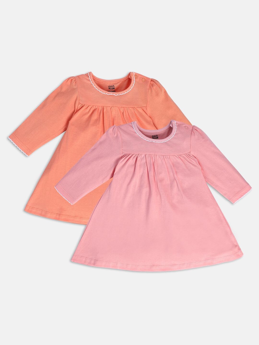 

MINI KLUB Girls Pack Of 2 Pure Cotton A-Line Dress, Pink