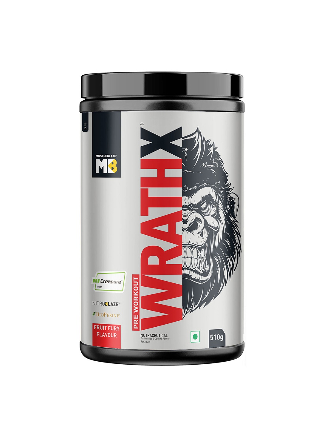 

MuscleBlaze Pre Workout Fruit Fury-500gms, Red