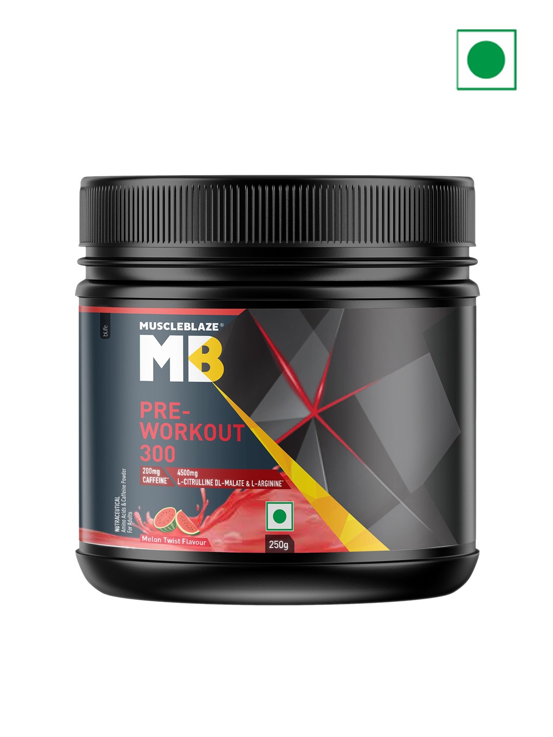 

MuscleBlaze Pre Workout 300, 300 mg Caffeine, 3000 mg Citrulline, Orange