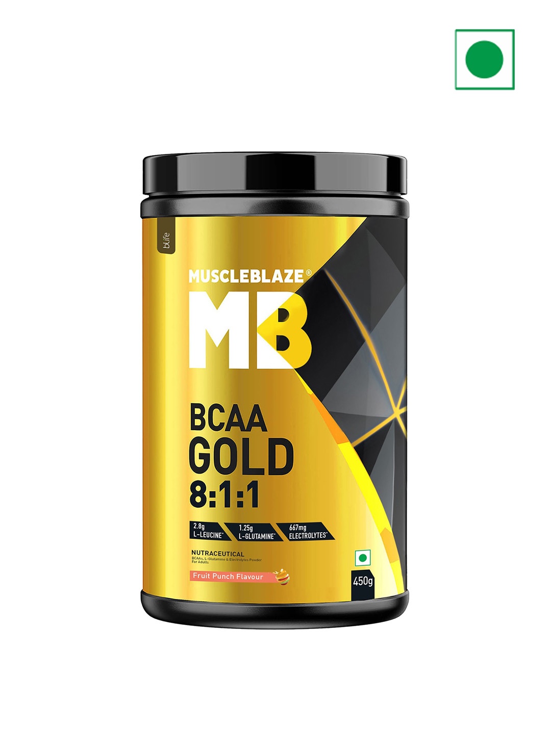 

MuscleBlaze Pre Workout Fruit Punch - 450 gms, Red