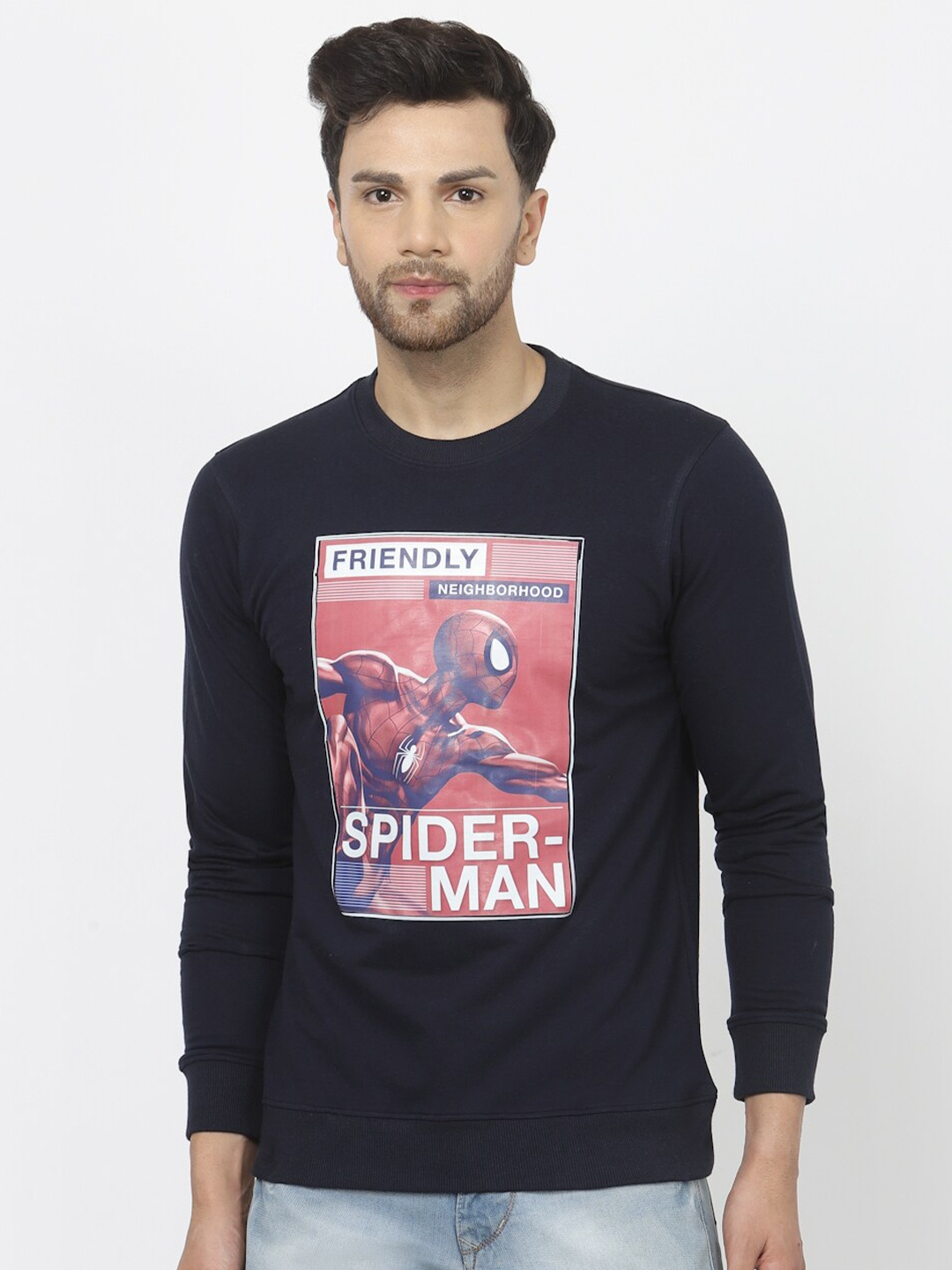 

Wear Your Mind Spider Man Printed Long Sleeves Pullover, Black