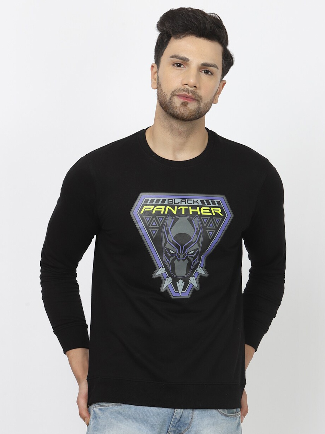 

Wear Your Mind Black Panther Printed Long Sleeves Pullover