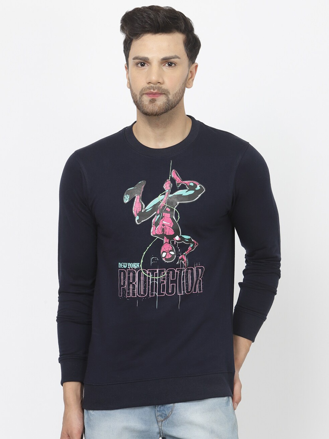 

Wear Your Mind Spiderman Printed Long Sleeves Pullover, Black