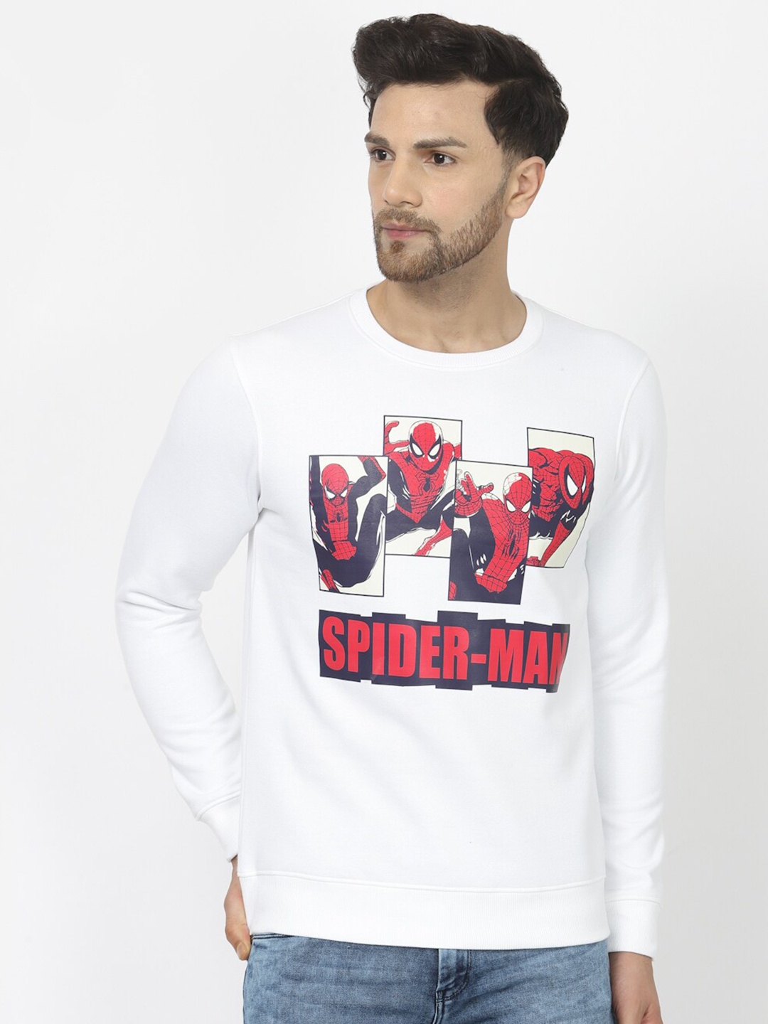

Wear Your Mind Spider Man Printed Long Sleeves Pullover, White