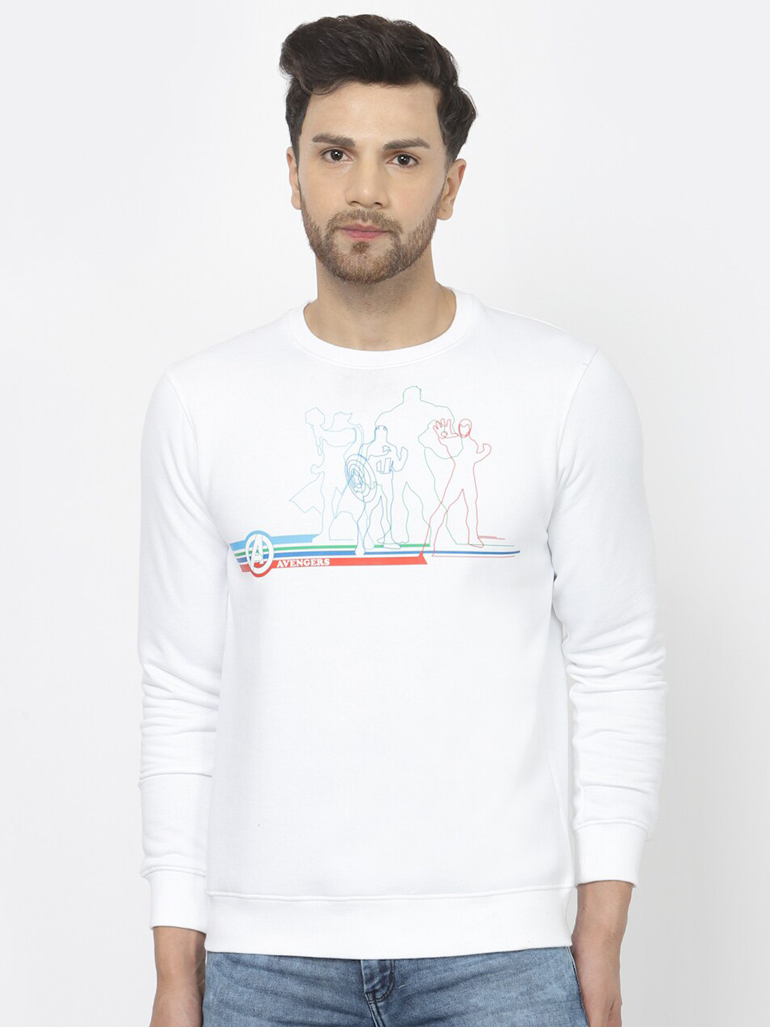 

Wear Your Mind Avengers Printed Long Sleeves Pullover, White