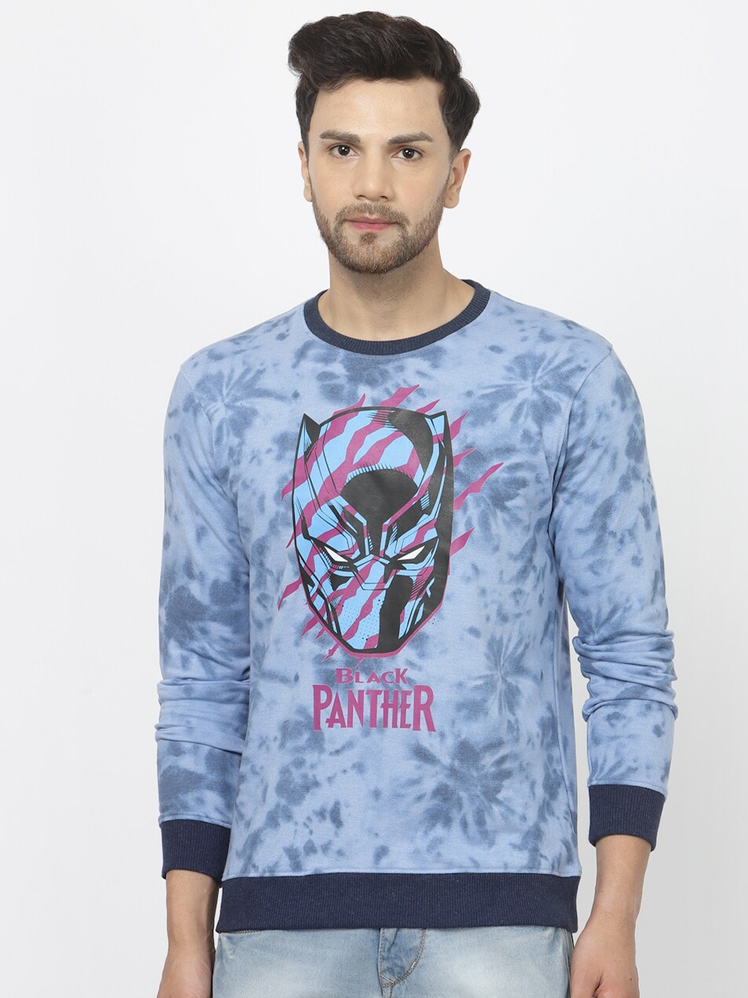 

Wear Your Mind Black Panther Printed Long Sleeves Pullover, Blue