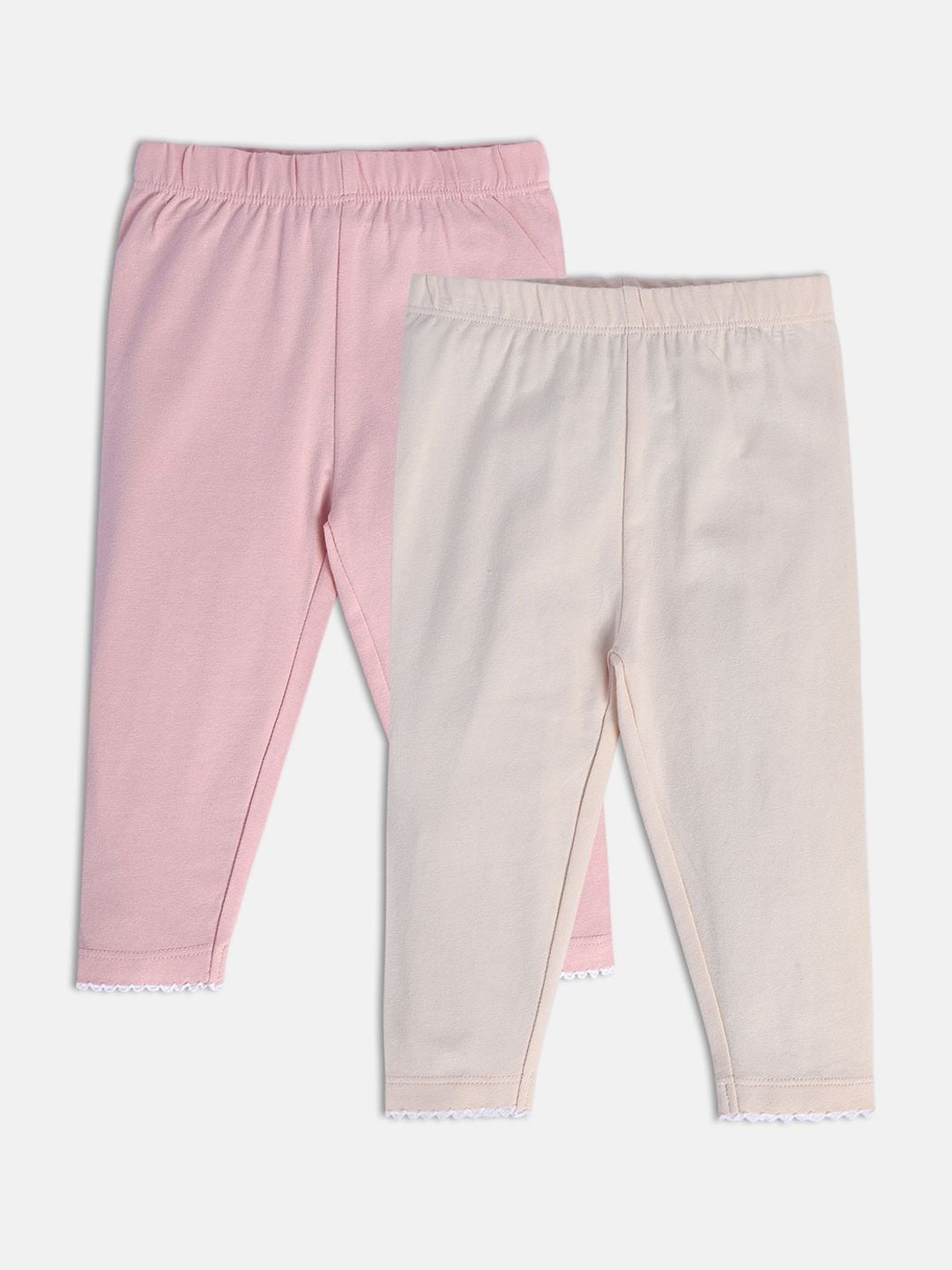 MINI KLUB Infant Girls Pack of 2 Ankle Length Leggings, Cream