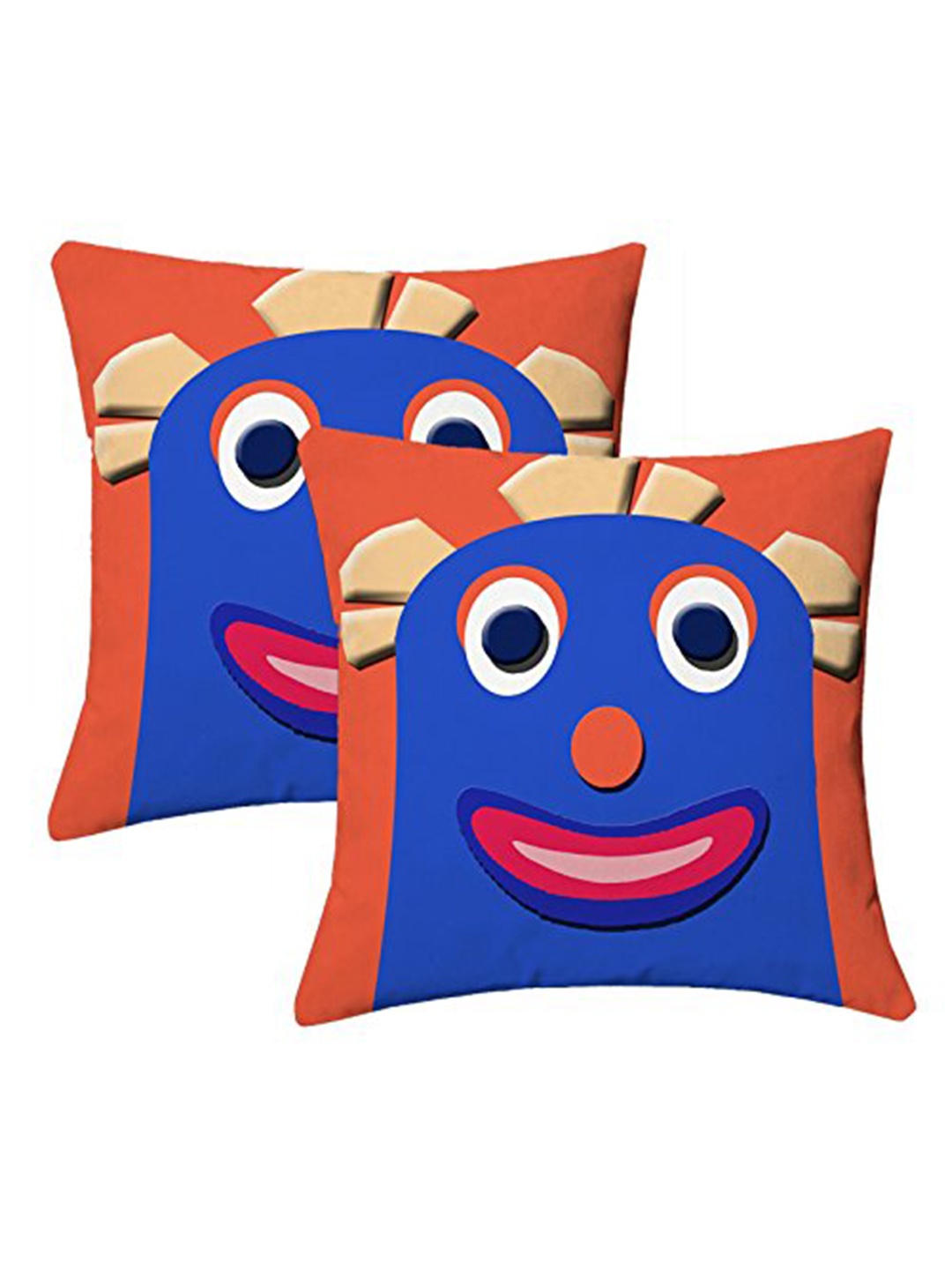 

Lushomes Red & Blue 2 Pieces Cartoon Characters Square Cushion Covers