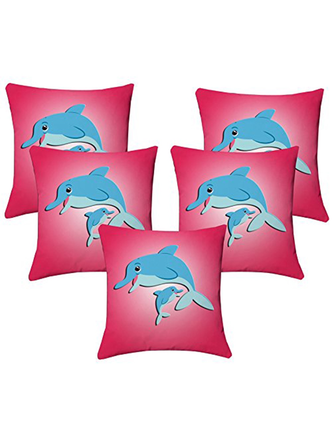 

Lushomes Blue & Blue 5 Pieces Cartoon Characters Square Cushion Covers, Pink
