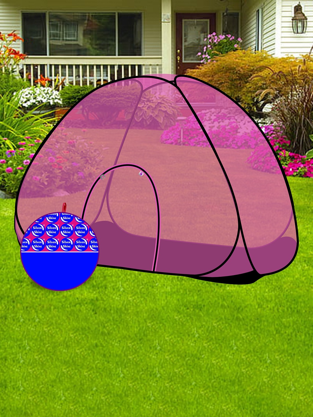 Silver Shine Pink Single Bed Mosquito Net