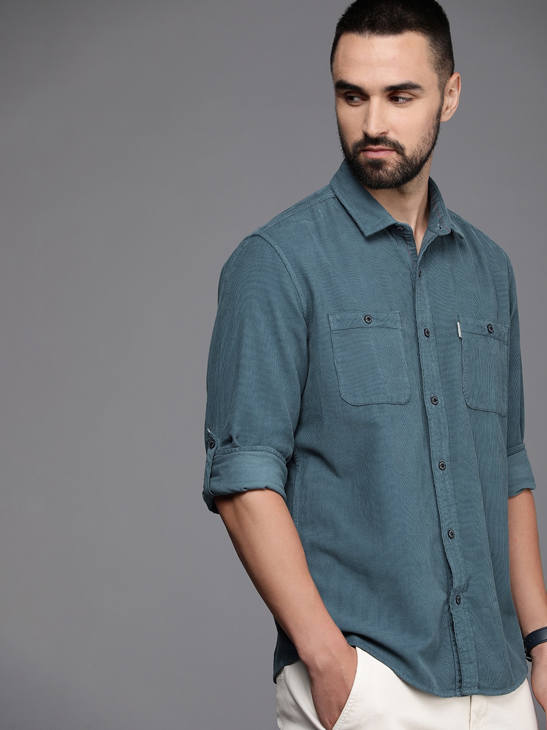 

Louis Philippe Jeans Pure Cotton Slim Fit Casual Shirt, Blue