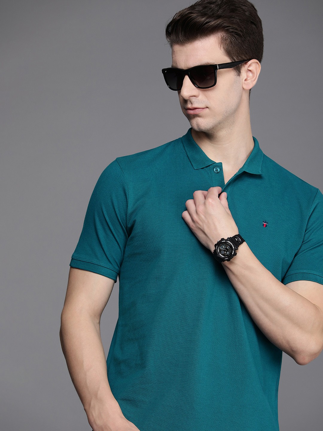 

Louis Philippe Jeans Polo Collar Pure Cotton Slim Fit T-shirt, Teal
