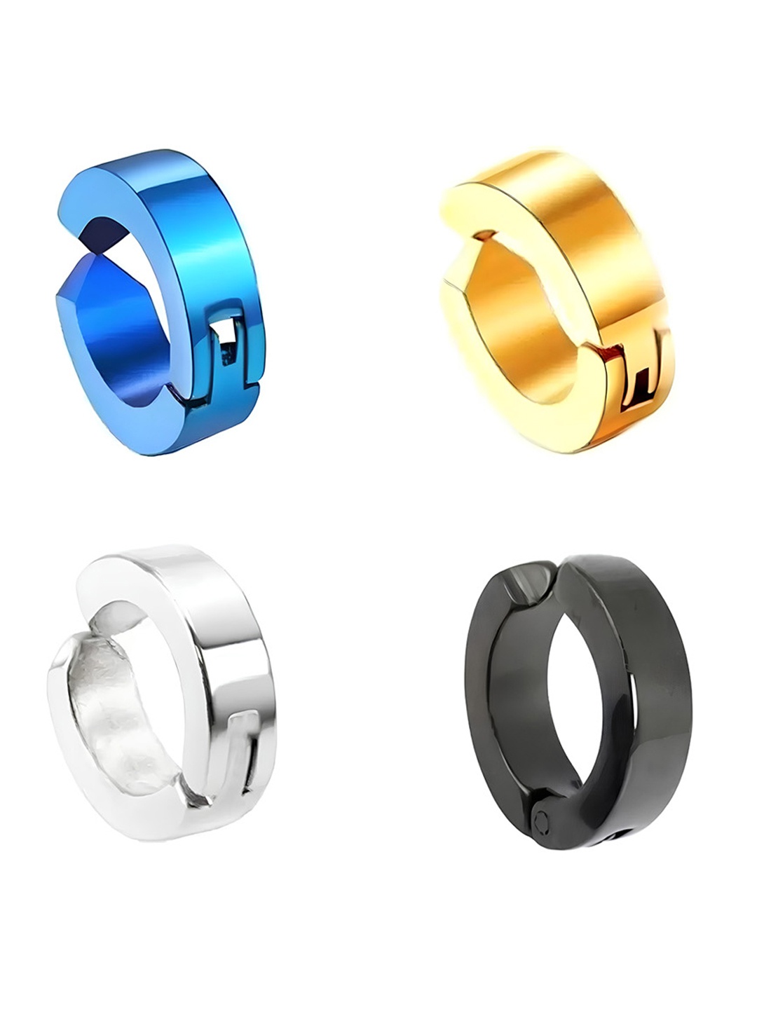 

KARISHMA KREATIONS Men 4 Piece Gold Plated Stainless Steel Hoop Earrings