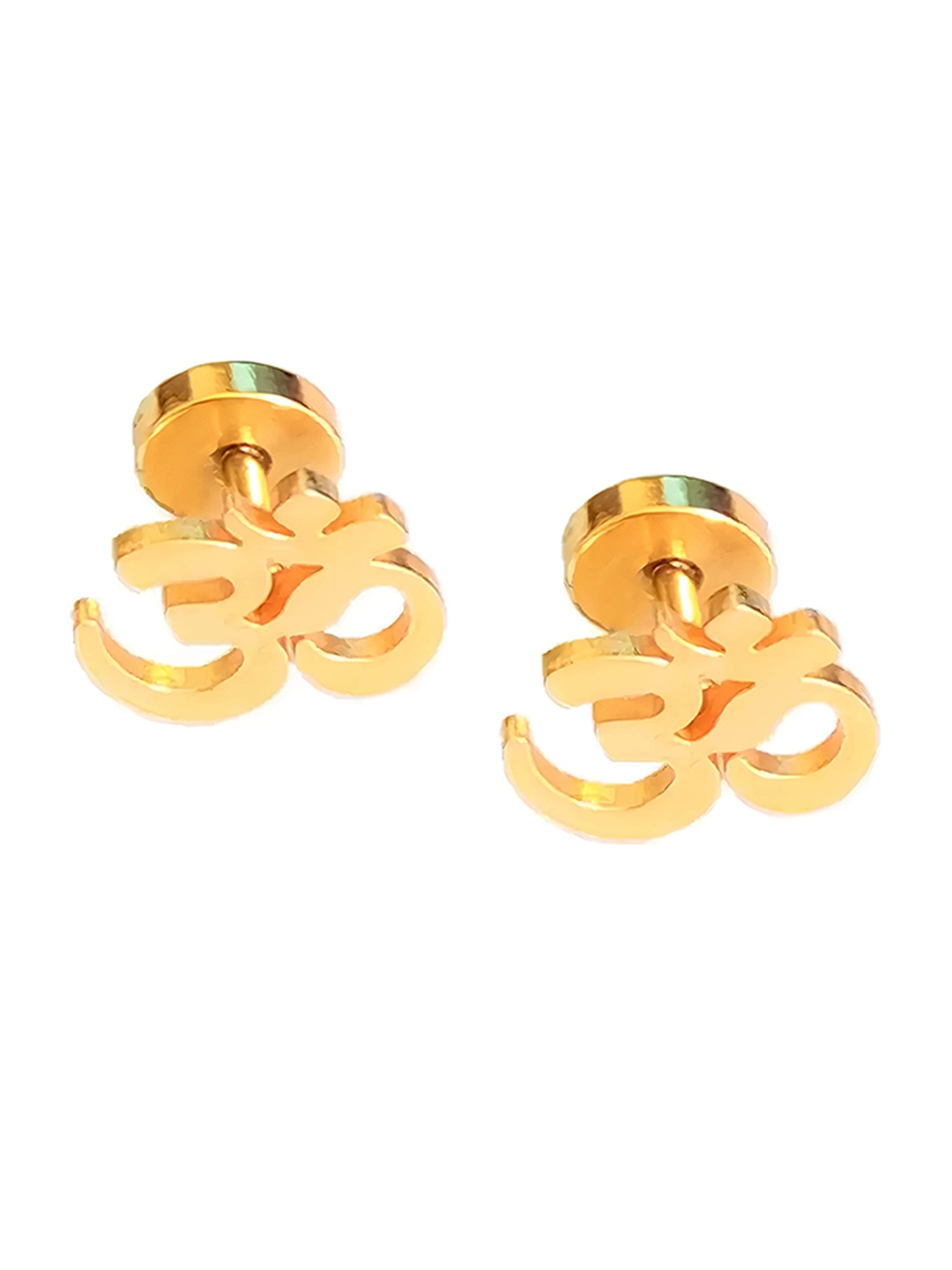 

KARISHMA KREATIONS Gold-Plated Om Contemporary Stud Earrings