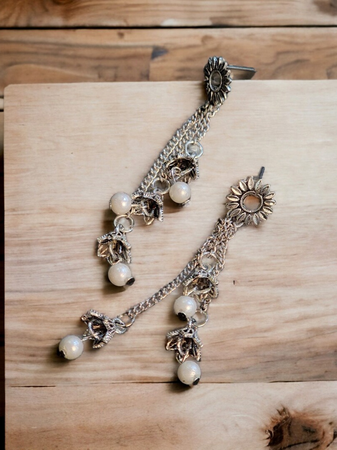 

Goldnera Silver-Plated Classic Beaded Drop Earrings