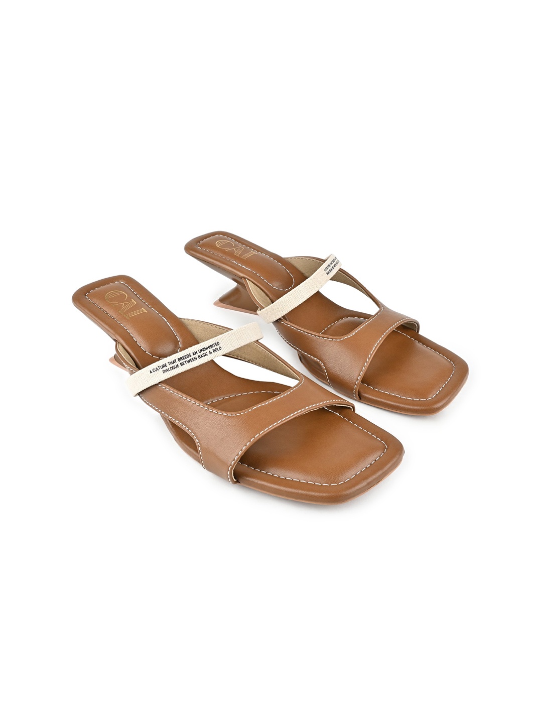 

CAI Open Toe Wedge Heels, Tan