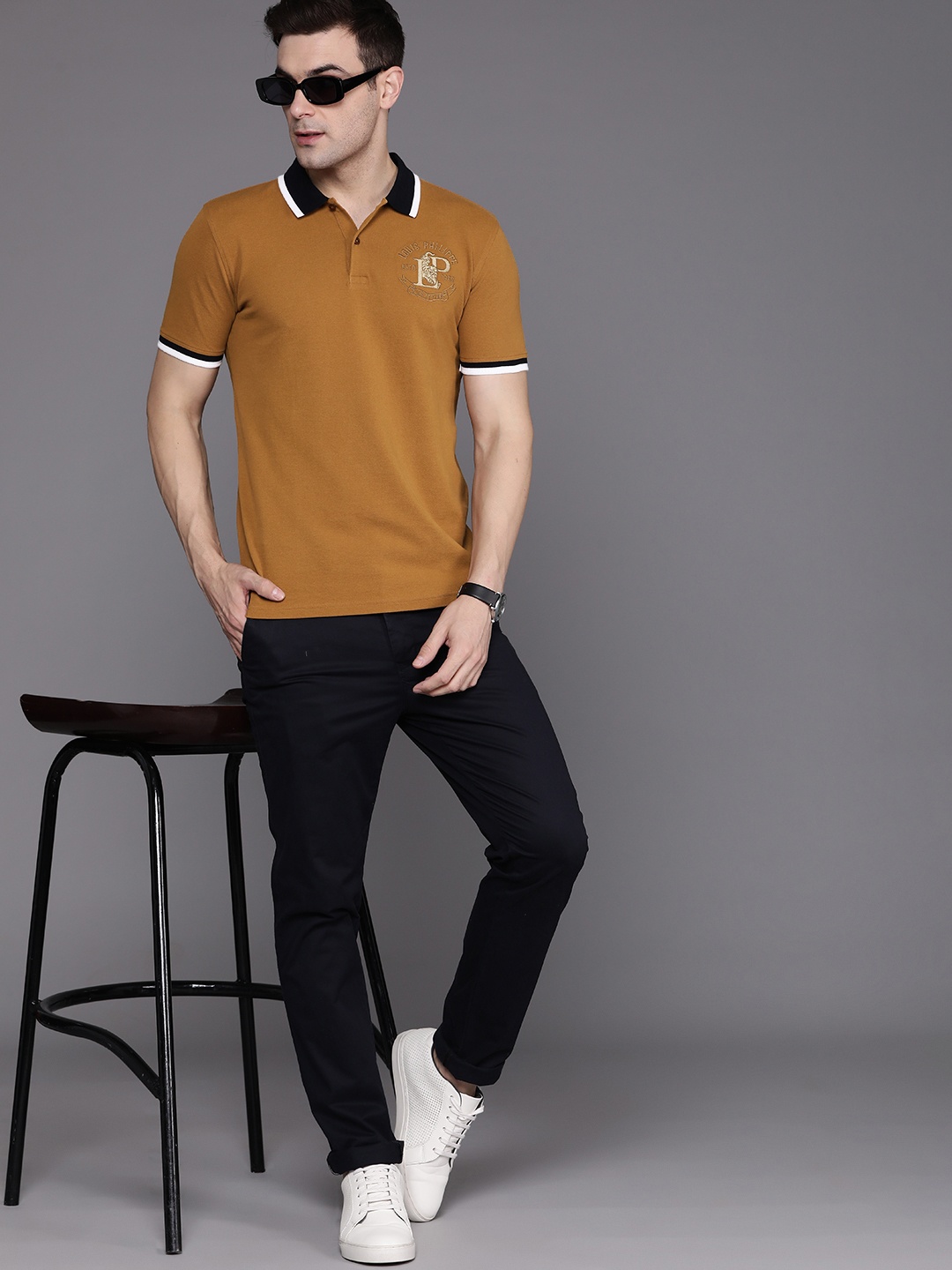 

Louis Philippe Sport Polo Collar Pure Cotton Slim Fit T-shirt, Mustard