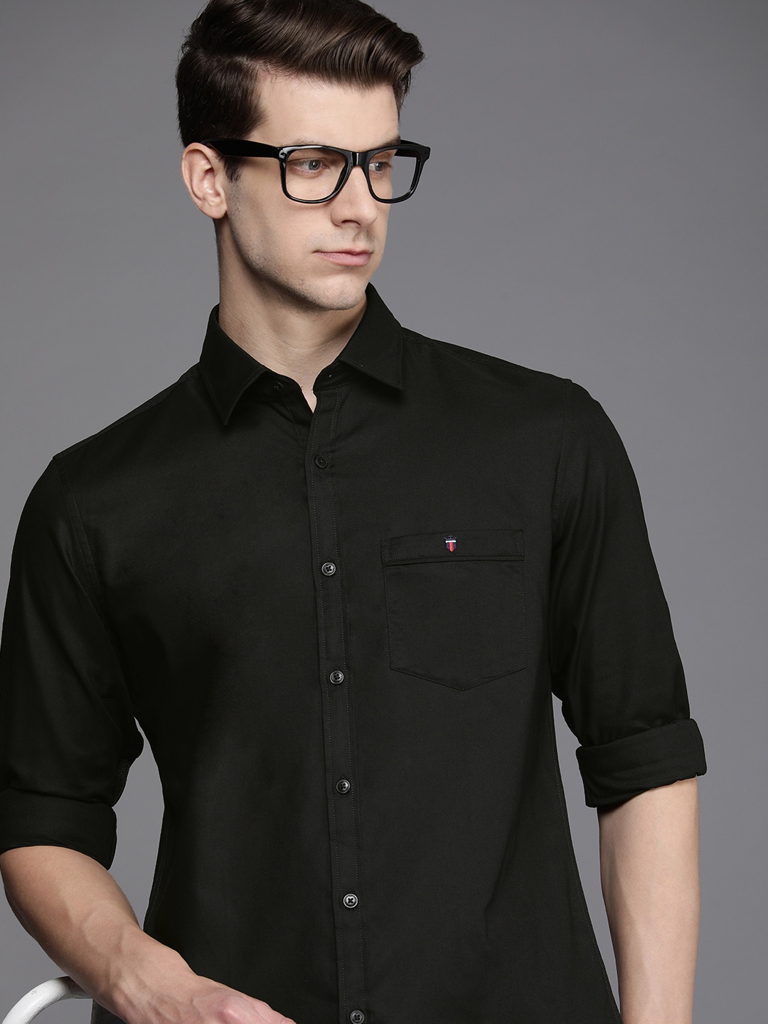 

Louis Philippe Sport Pure Cotton Slim Fit Opaque Casual Shirt, Black