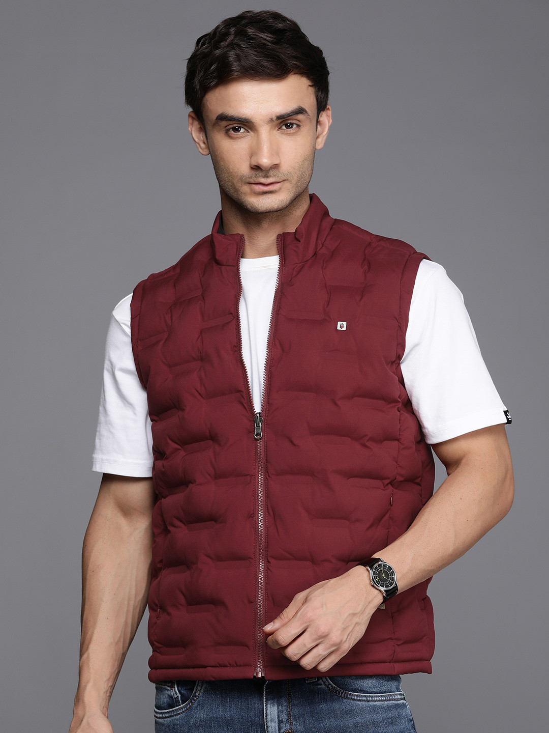 

Louis Philippe Sport Solid Sleeveless Padded Jacket, Maroon