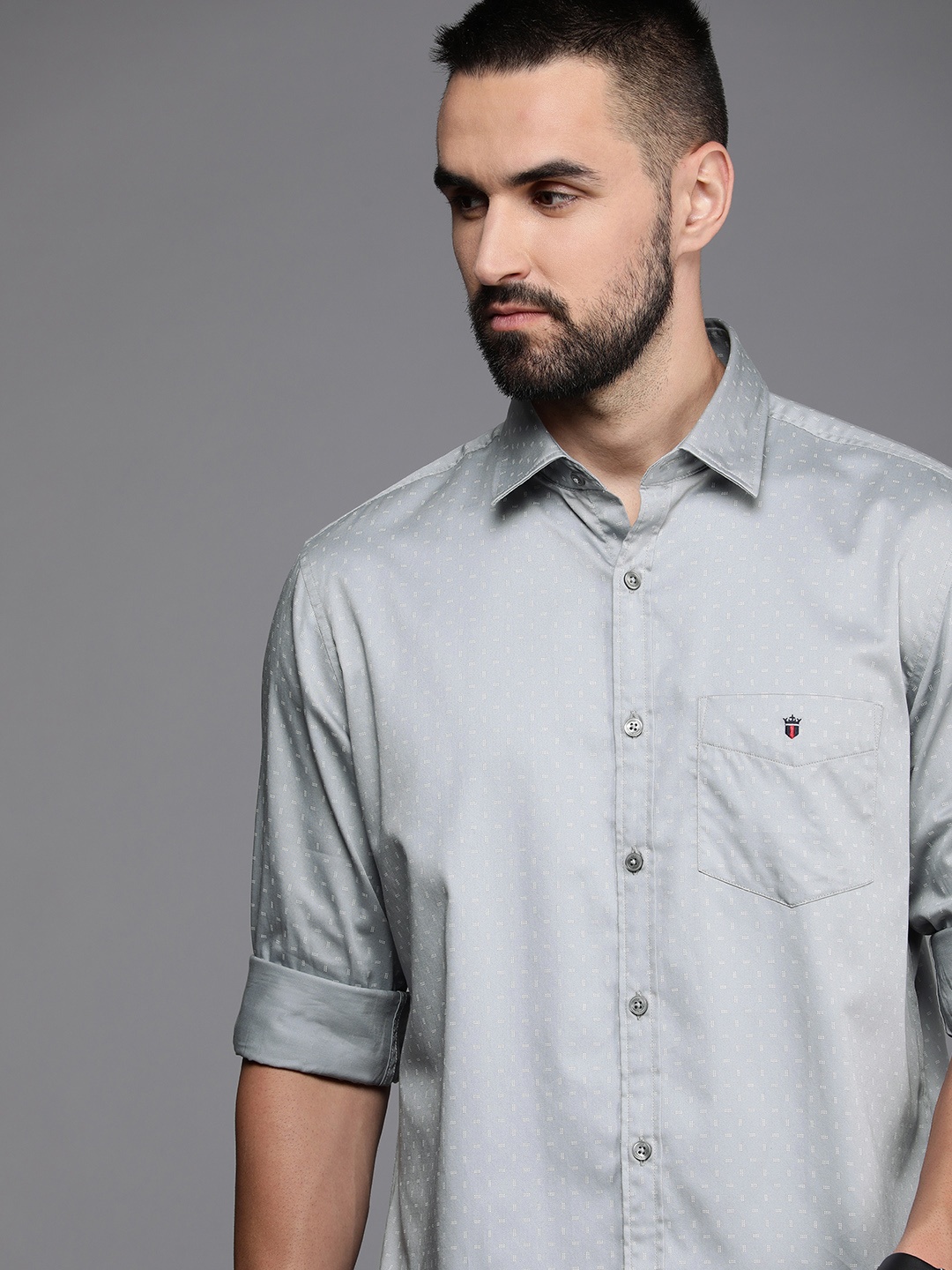 

Louis Philippe Sport Pure Cotton Slim Fit Opaque Printed Casual Shirt, Grey