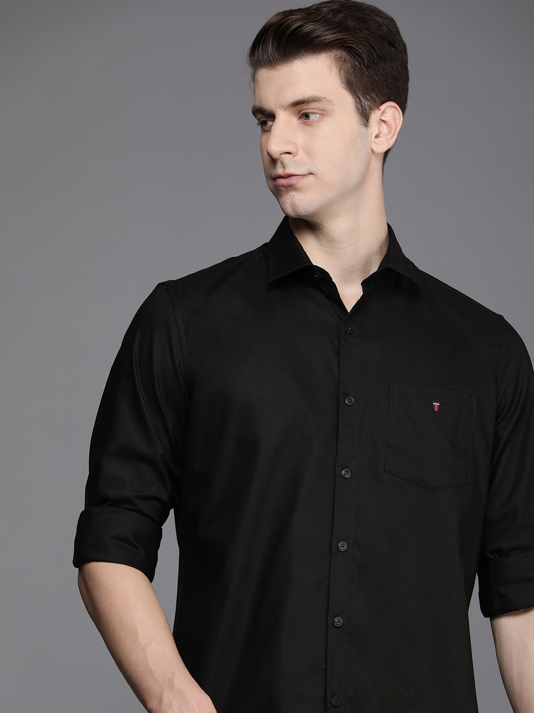 

Louis Philippe Sport Pure Cotton Slim Fit Opaque Casual Shirt, Black