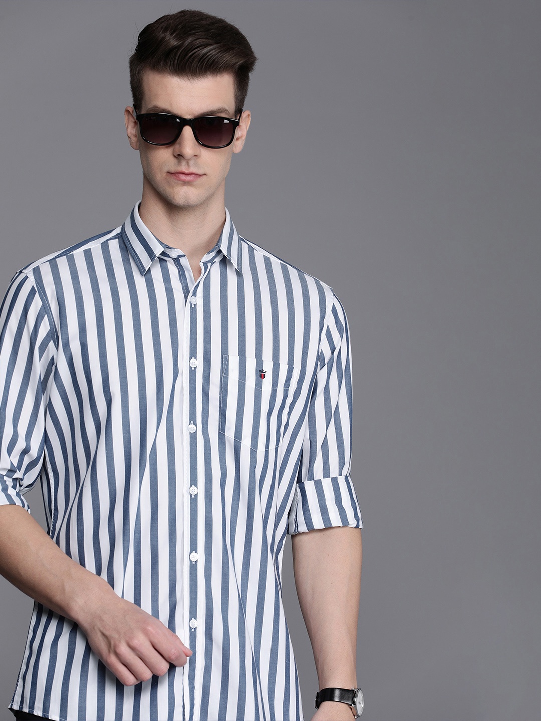 

Louis Philippe Sport Men Slim Fit Striped Casual Shirt, White