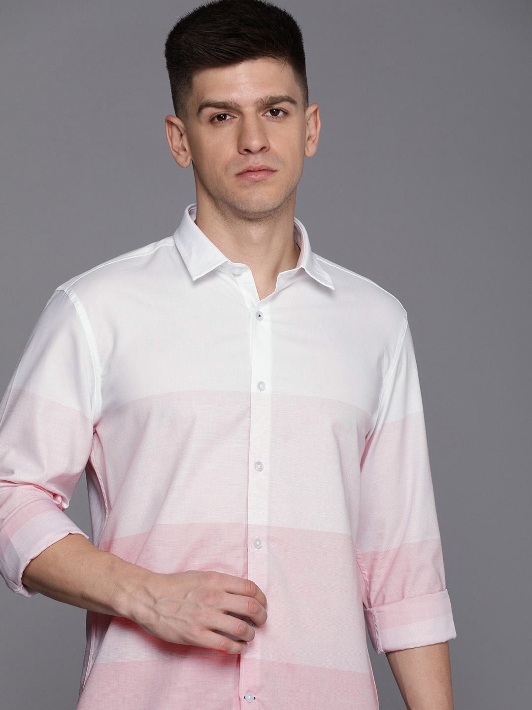 

Louis Philippe Sport Pure Cotton Slim Fit Striped Casual Shirt, White