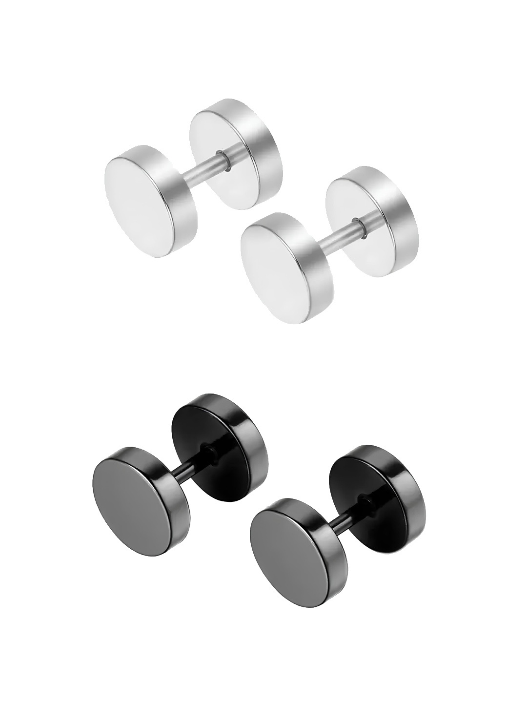 

KARISHMA KREATIONS Set of 2 Stainless Steel Studs Earrings, Silver