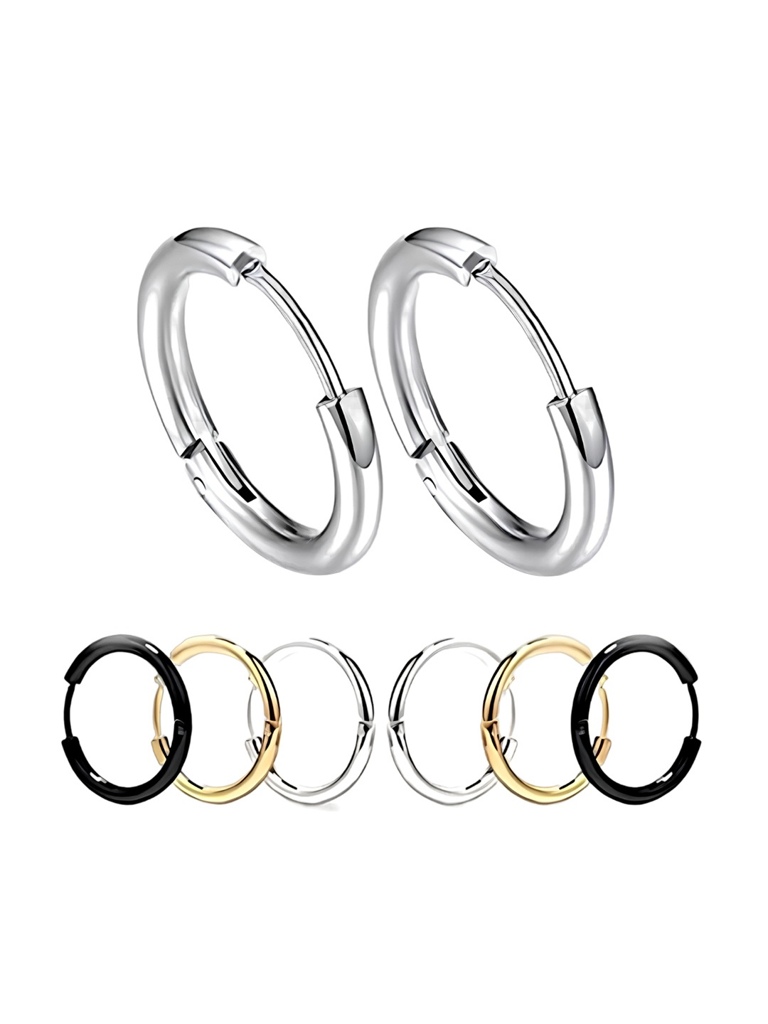 

KARISHMA KREATIONS Set of 3 Gold Plated Stainless Steel Hoop Earrings