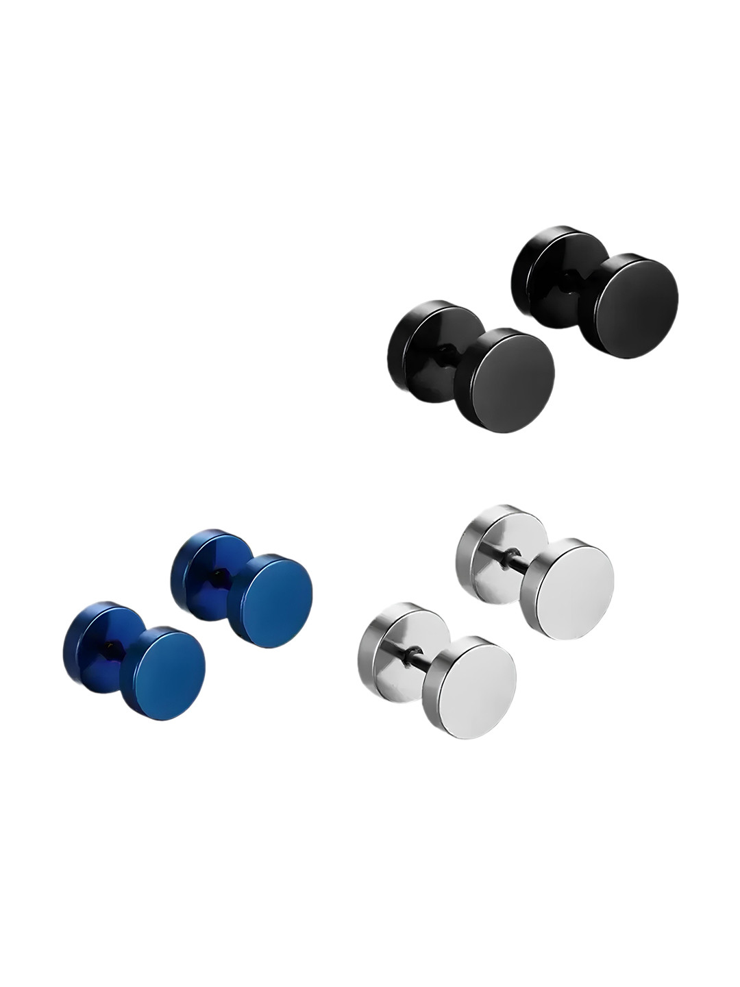 

KARISHMA KREATIONS Set Of 3 Silver-Plated Contemporary Studs Earrings